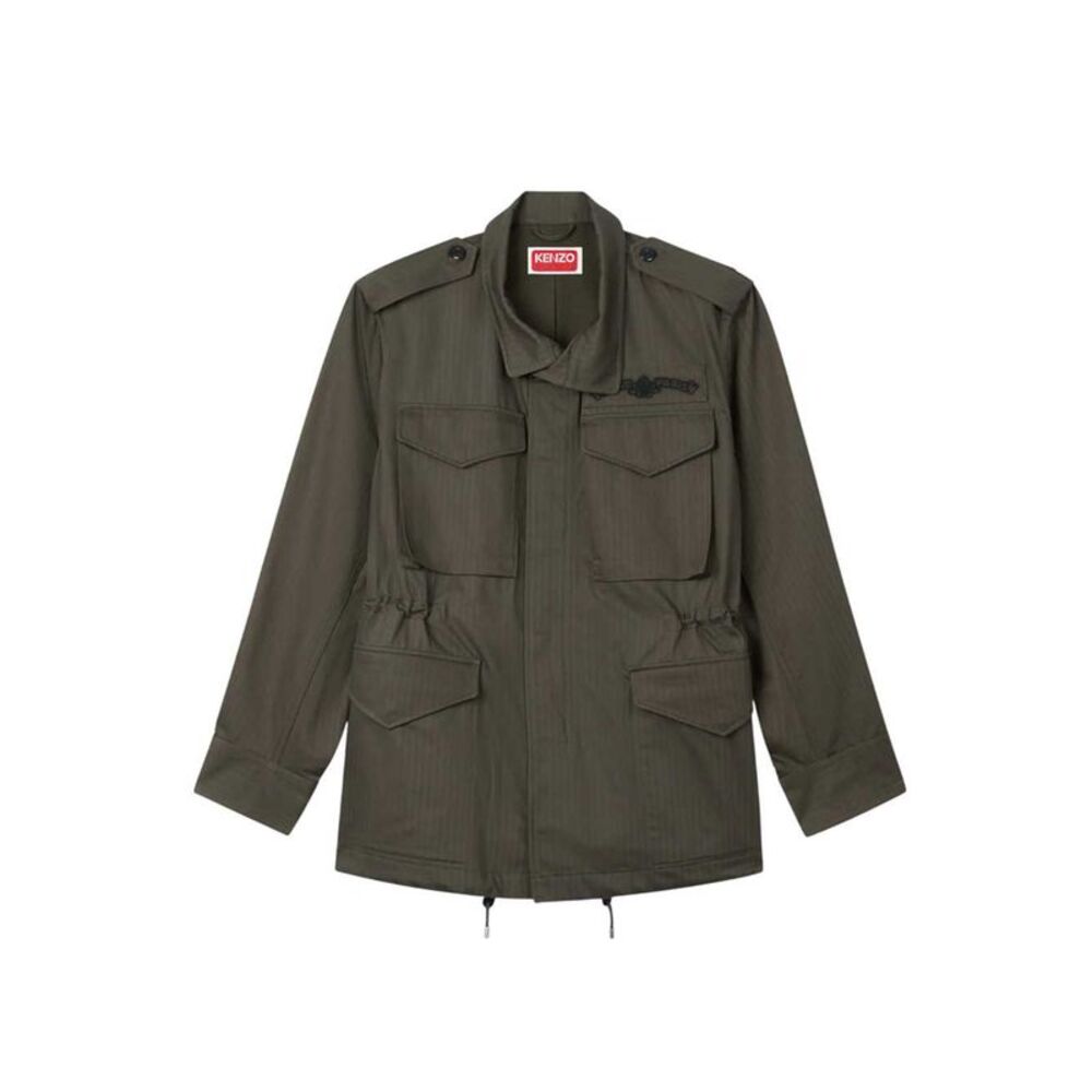 Kenzo Men `Kenzo Paris Emblem` Cotton Herringbone Military Jacket